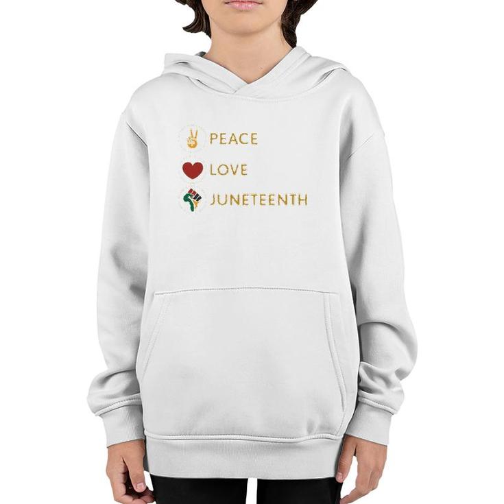 Black Pride Freedom Independence Day Peace Love Juneteenth Youth Hoodie