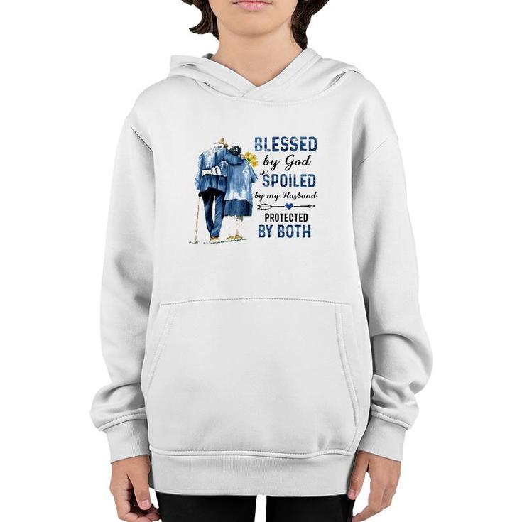 Blessed By God Spoiled By My Husband Protected By Both Christian Wife Elderly Couple Youth Hoodie