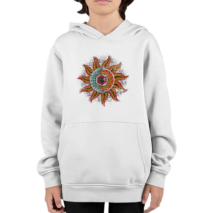 Boho Outer Space Sun Crescent Moon Universe Astronomy Youth Hoodie