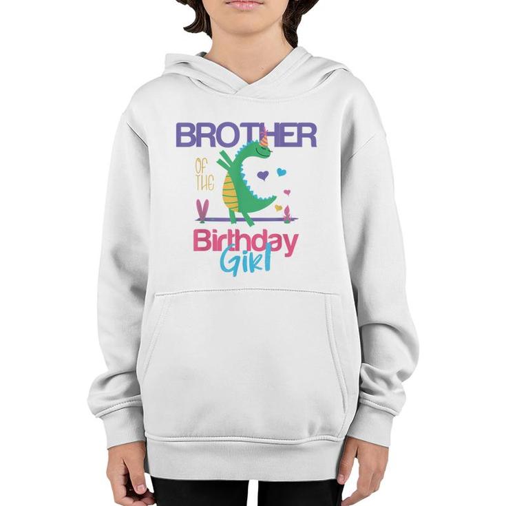 Brother Of The Birthday Girl Dinosaur Theme Matching Family  Youth Hoodie