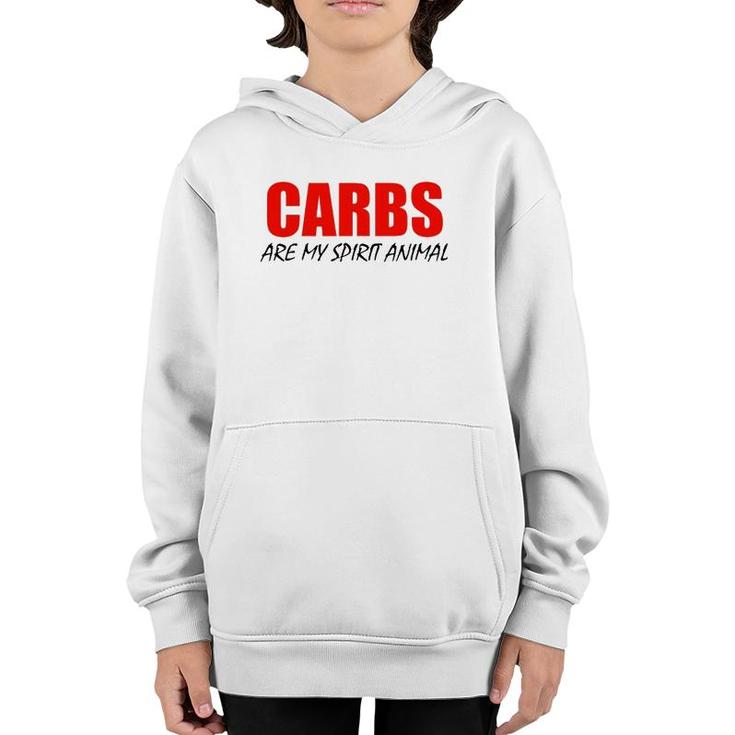 Carbs Are My Spirit Animal  Black Lettering Youth Hoodie