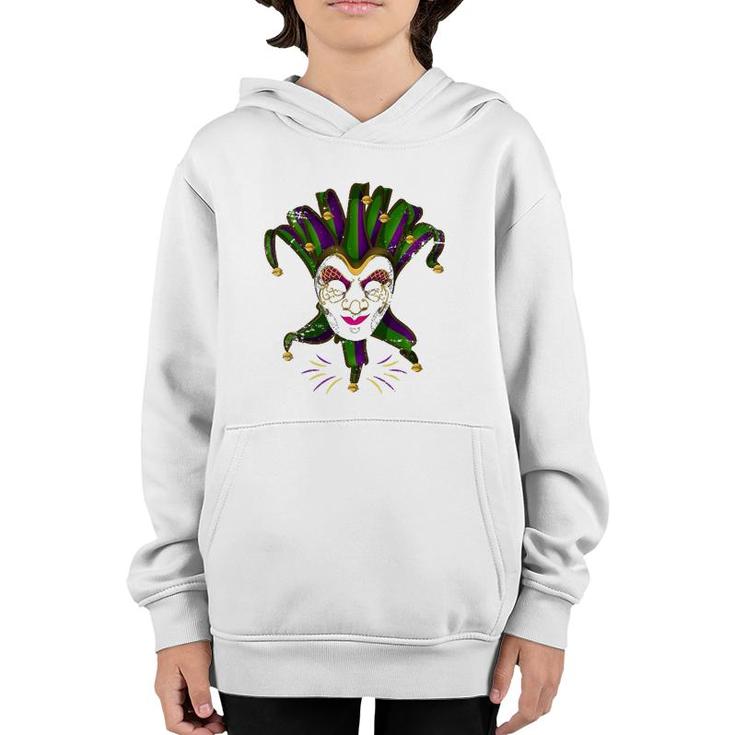 Carnival Parade Jester Hat Costume Gift Mardi Gras Youth Hoodie