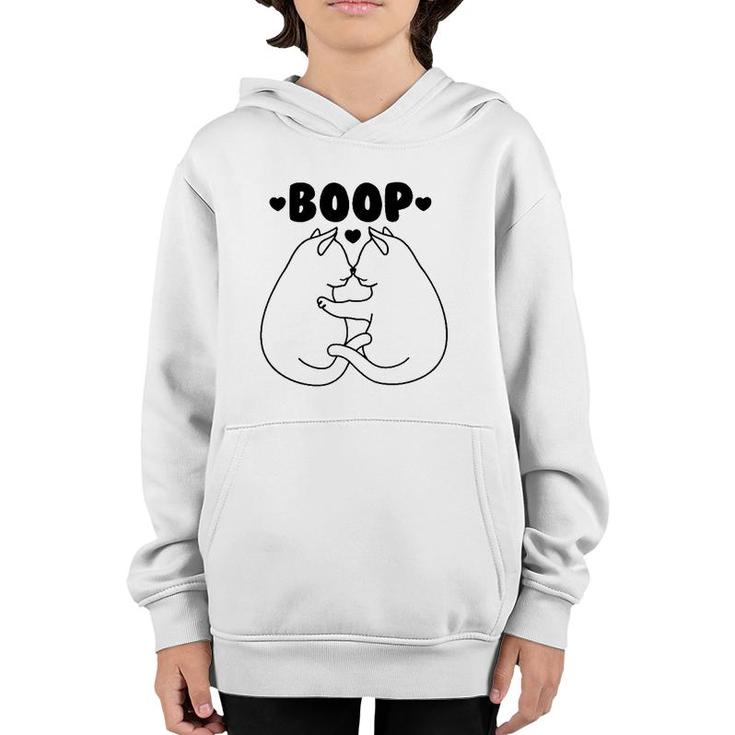 Cats Booping Noses Funny Cat Boop Youth Hoodie
