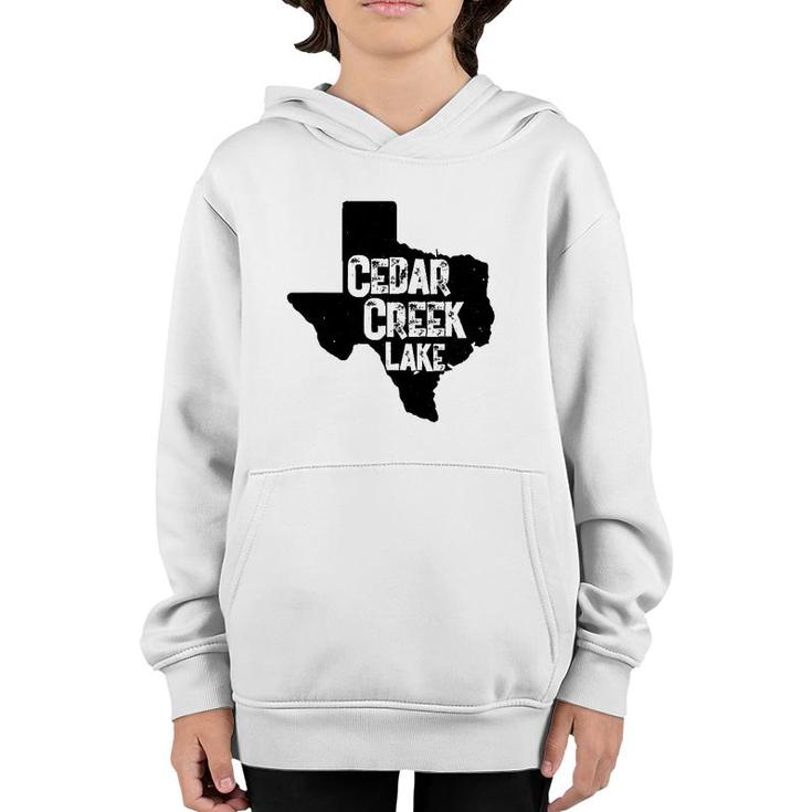 Cedar Creek Lake State Outline Texas Youth Hoodie