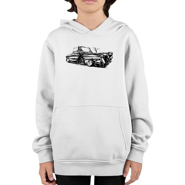 Classic Truck  50S Vintage Automobile Automotive Art Youth Hoodie