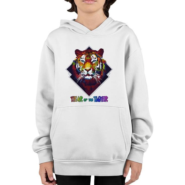 Colorful Tiger Face Cny Happy Lunar New Year Of A Tiger 2022 Ver2 Youth Hoodie