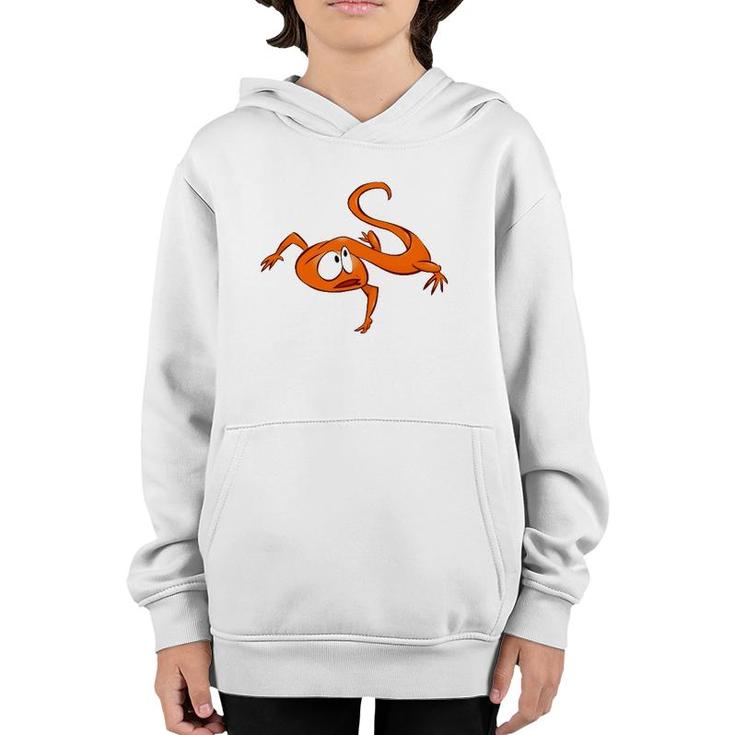 Cool Cartoon Orange Baby Lizard Design Youth Hoodie