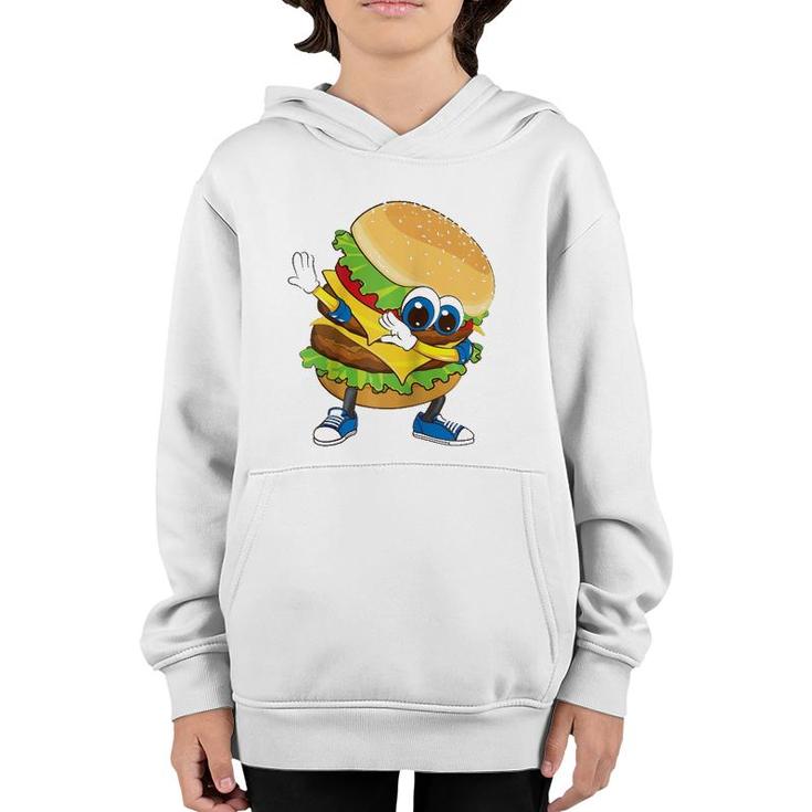 Cool Dabbing Burger Funny Street Dancer Hamburger Lover Gift Raglan Baseball Tee Youth Hoodie