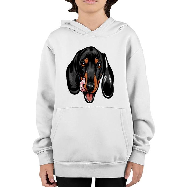 Cool Dachshund Dog Face Gift Youth Hoodie