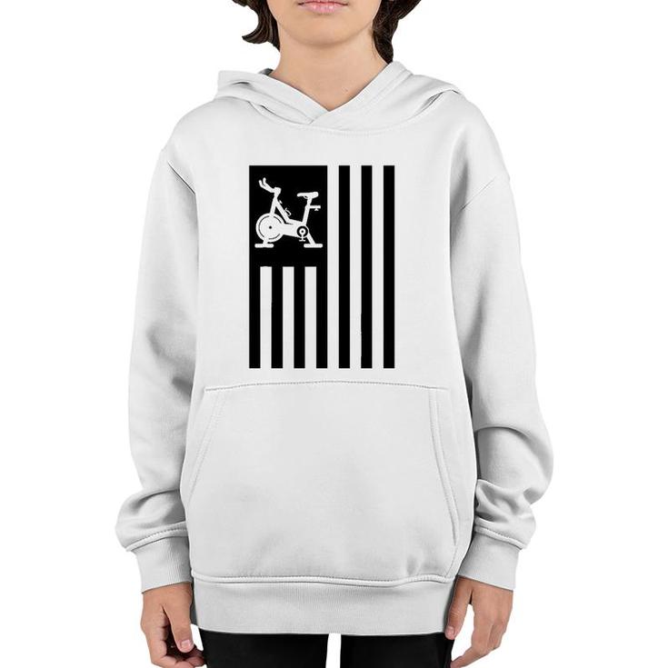 Cool Spin Class Bike American Flag Gym Workout Spinning Gift Youth Hoodie