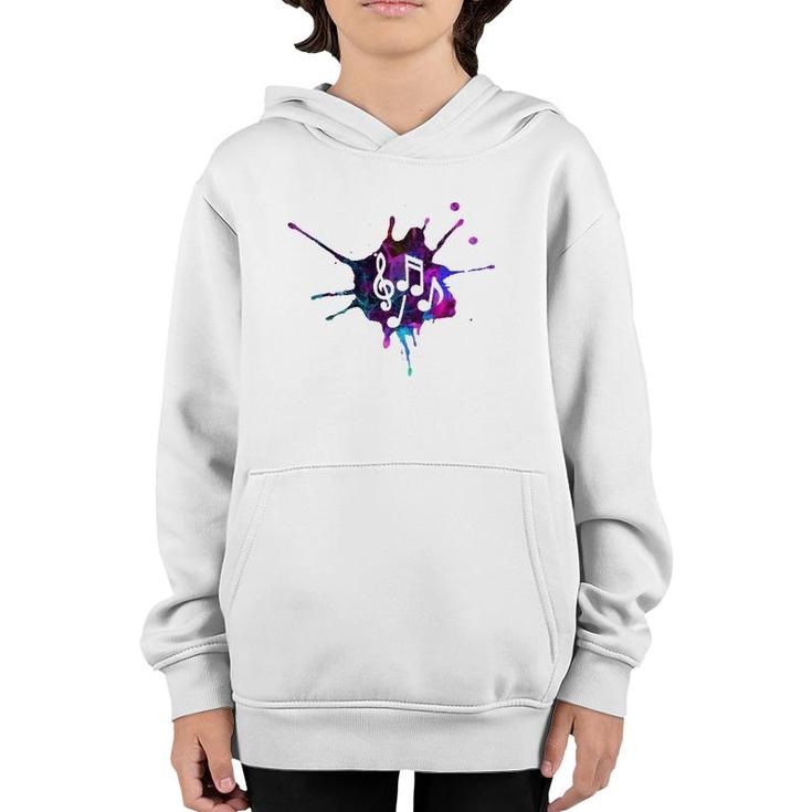 Cool Water Color Musical Notes Music And Arts Musicians Gift Youth Hoodie
