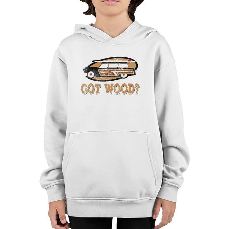 Cool Woody Wagon Hot Rod Surfer Youth Hoodie