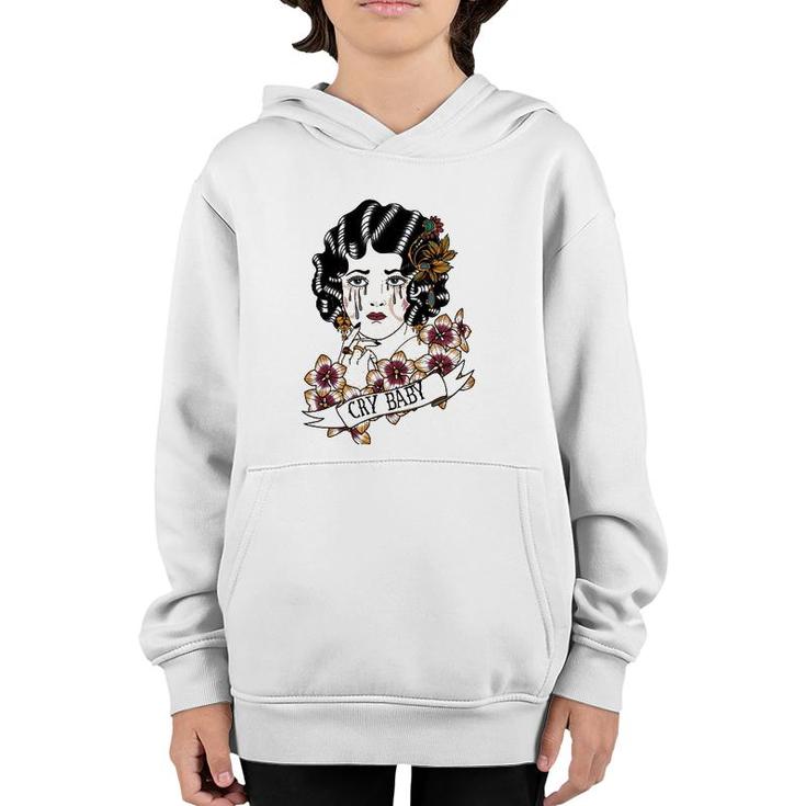 Cry Baby American Traditional Old School Lady Tattoo Youth Hoodie