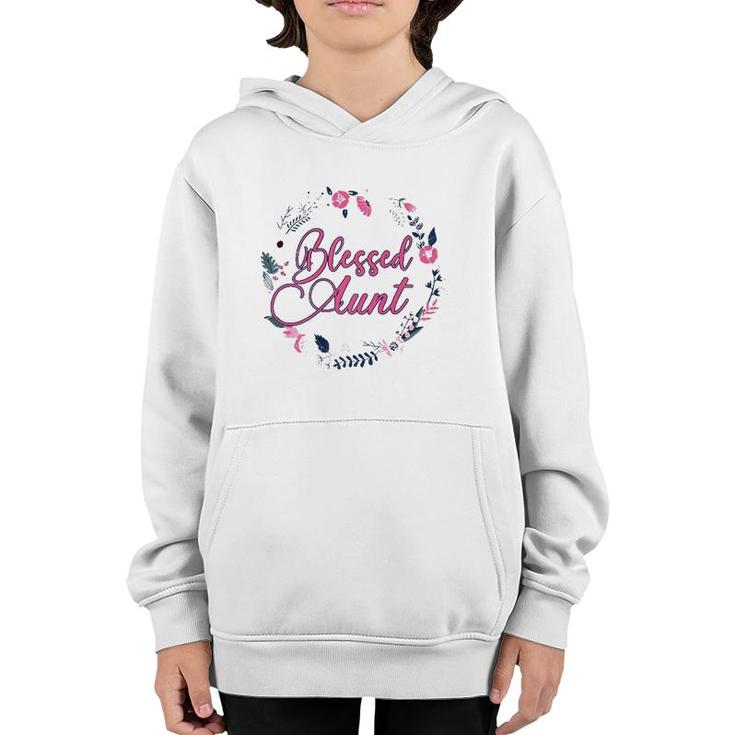 Cute Blessed Aunt Women New Aunty Auntie Sister Girl Flower Premium Youth Hoodie