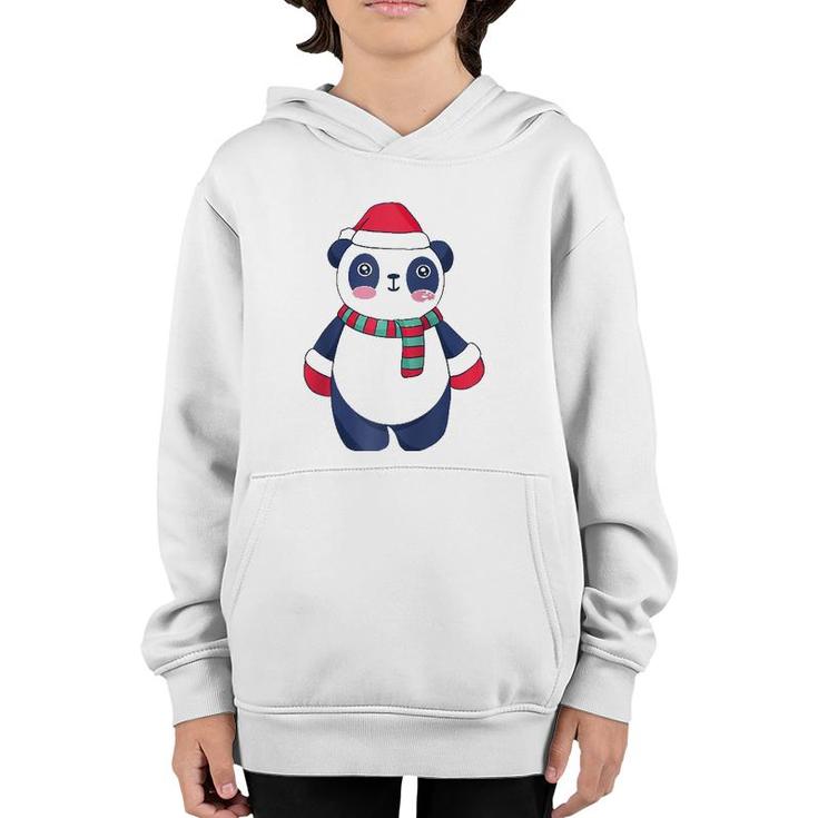 Cute Christmas Baby Panda Bear Santa Hat Scarf And Gloves Raglan Baseball Tee Youth Hoodie