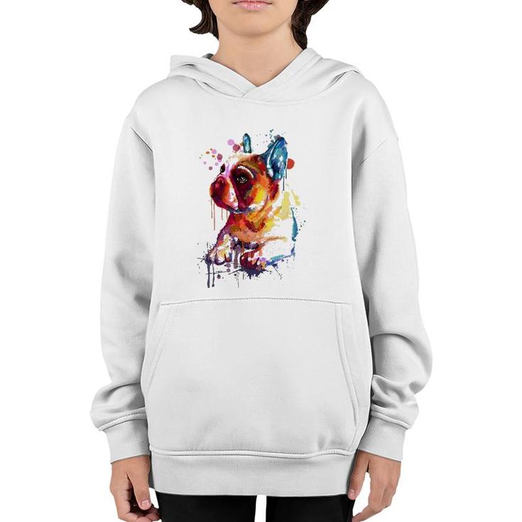 Cute French Bulldog, Watercolor Dog Breed Design Youth Hoodie