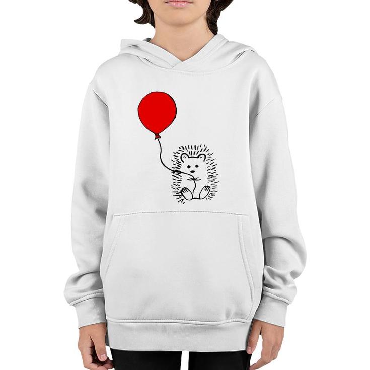 Cute Hedgehog With Red Balloon  - The Perfect Birthday Youth Hoodie