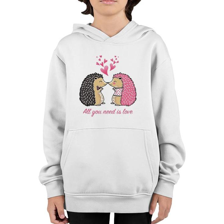 Cute Hedgehogs Kissing Valentine's Day Gift For Her Youth Hoodie