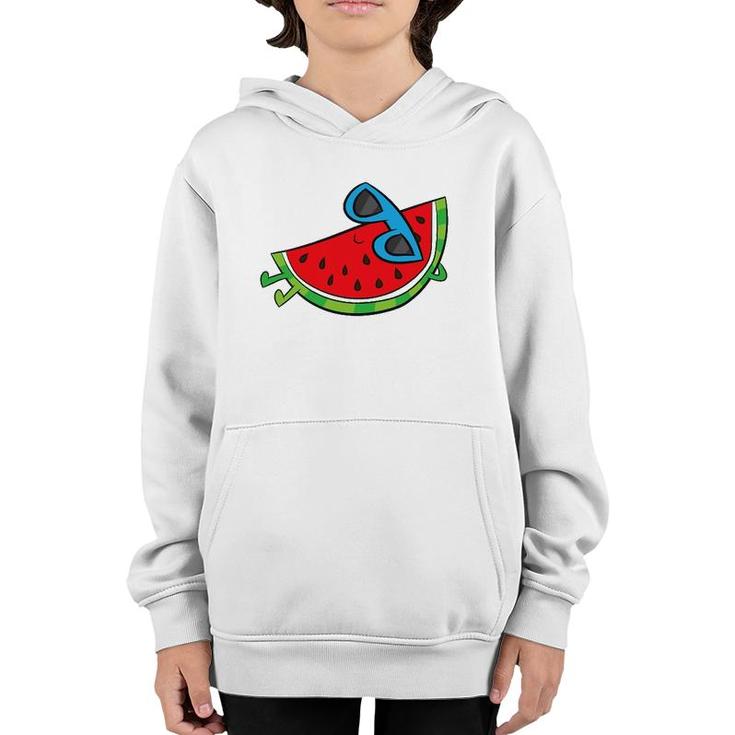 Cute Melon Summer Fruit Sunglasses On Watermelon Youth Hoodie