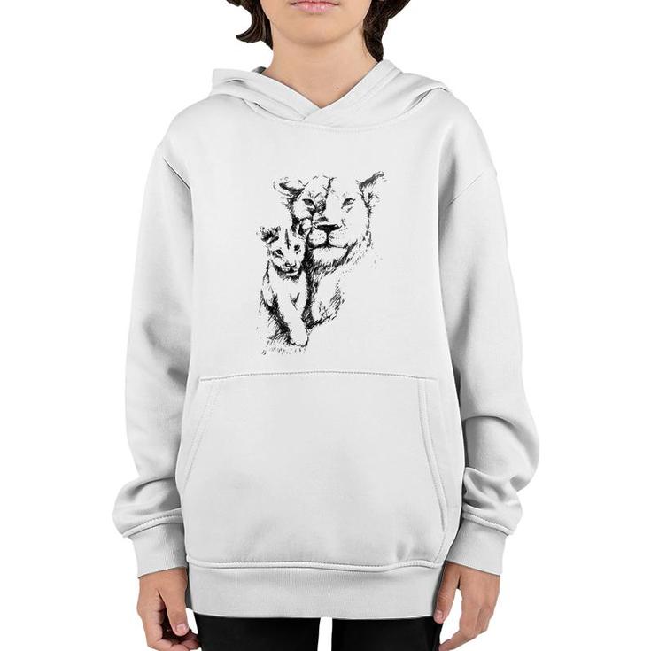 Cute Wilde Lion Mother With Cub Youth Hoodie