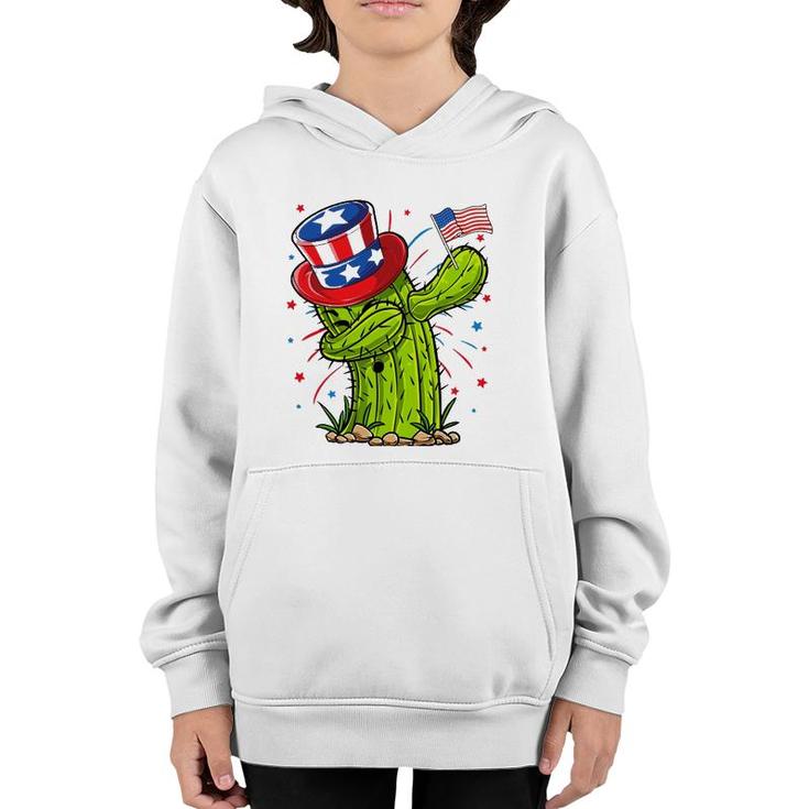 Dabbing Cactus 4Th Of July Women Usa Flag Succulent Youth Hoodie