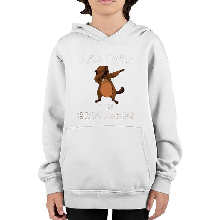 Dabbing Groundhog Day Respect The Groundhog Funny Youth Hoodie