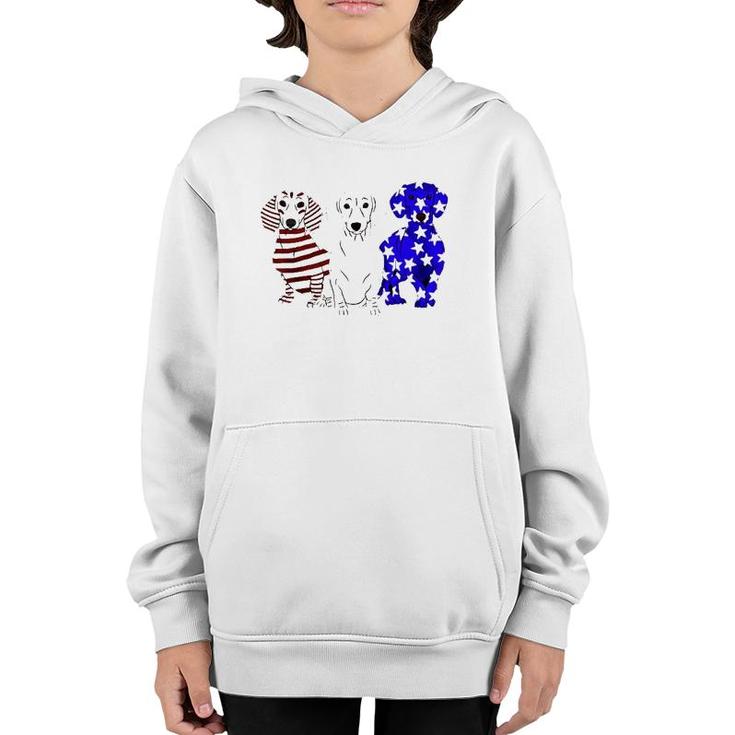 Dachshund American Flag 4Th Of July Youth Hoodie