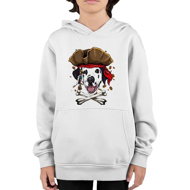 Dalmatian Pirate Dog Halloween Jolly Roger Youth Hoodie