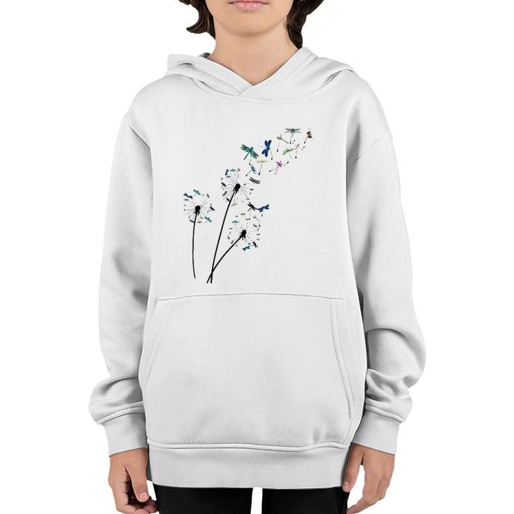 Dandelion Dragonfly Flower Floral Dragonfly Tree Youth Hoodie