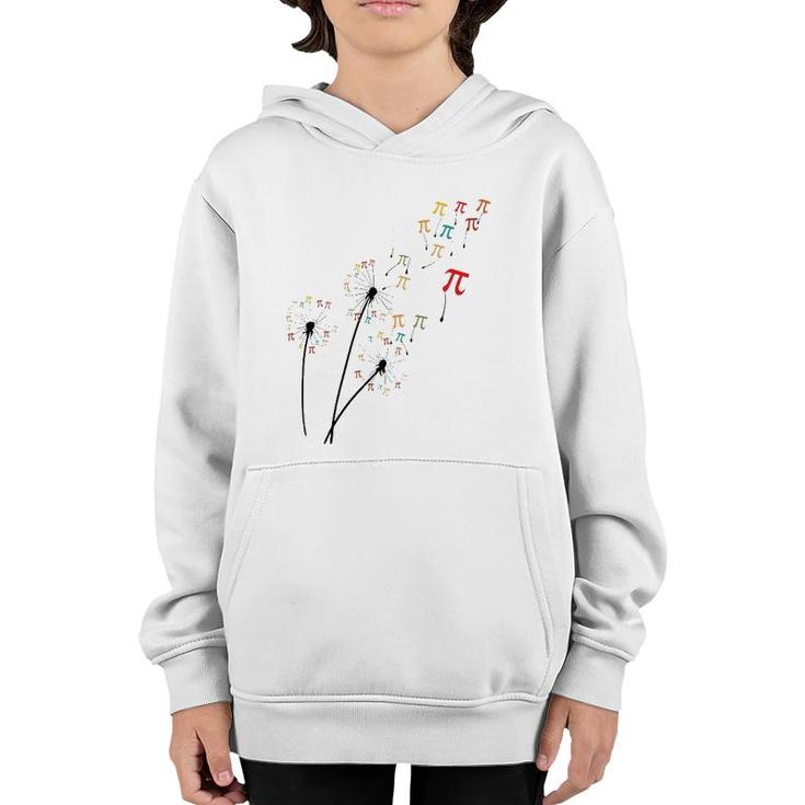 Dandelion Pi Day Flower, Floral Pi Day Tree Lover Youth Hoodie