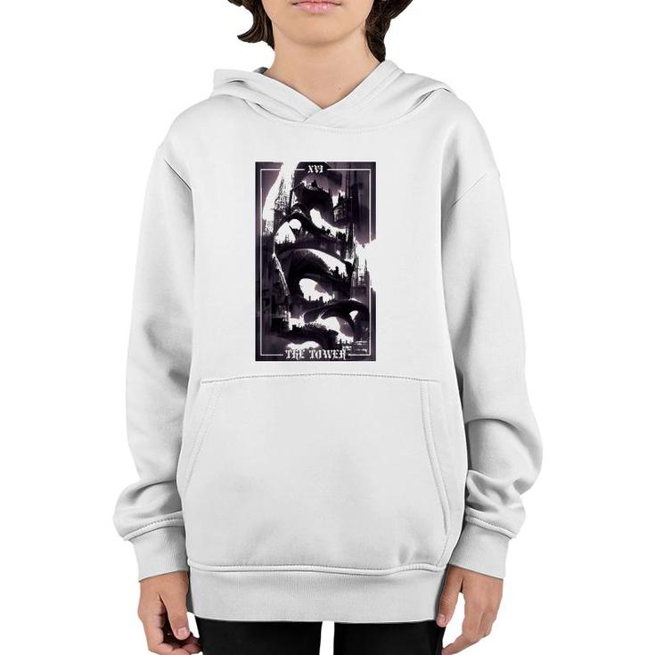 Dark Occult Aesthetic Gothic Tower Tarot Card Youth Hoodie