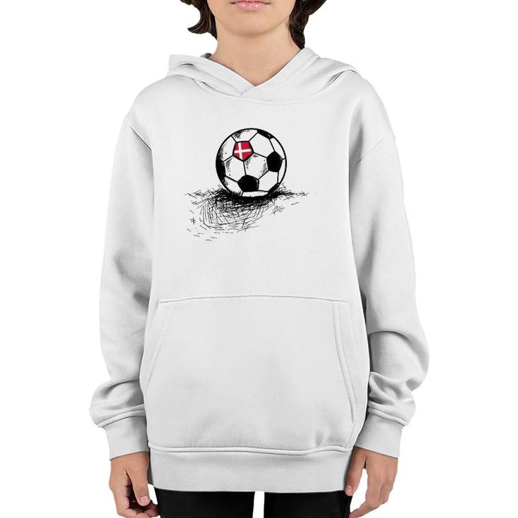 Denmark Soccer Ball Flag Jersey - Danish Football Gift Youth Hoodie