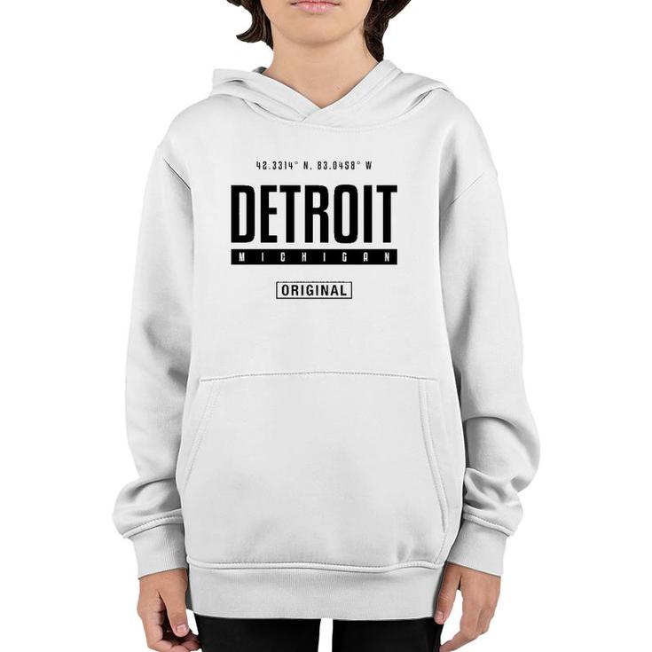Detroit Coordinates Novelty Graphic Gift For Men Women Youth Hoodie