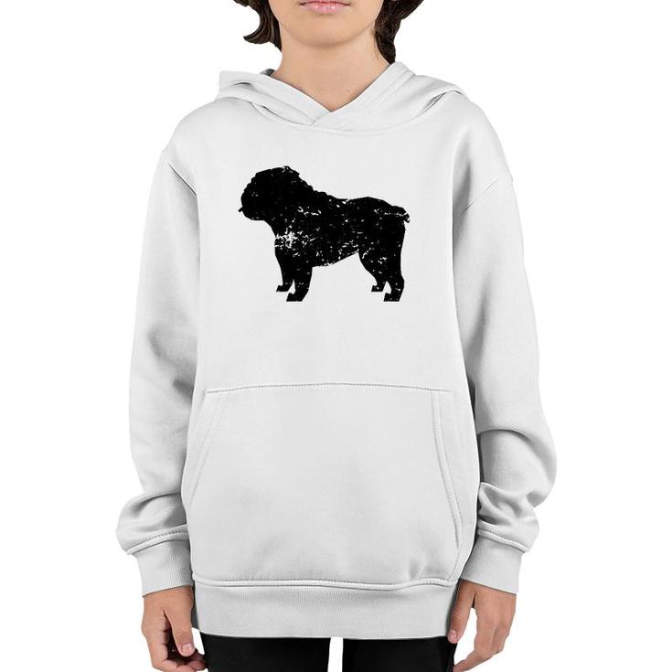 Distressed English Bulldog Silhouette Dog Owner  Youth Hoodie
