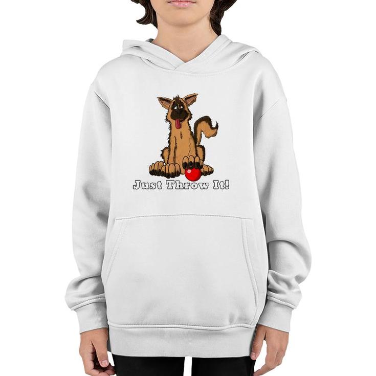 Dog With Red Ball Just Throw It For Dog Lovers Youth Hoodie