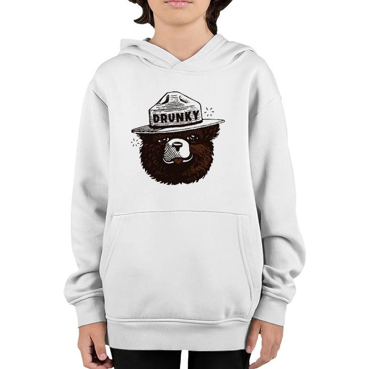 Drunky The Bear Drunking Gift Youth Hoodie
