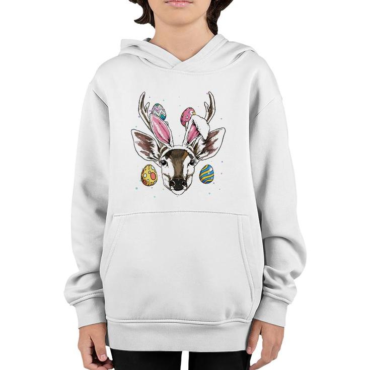 Easter Bunny Deer Funny Easter Deer Gifts Youth Hoodie