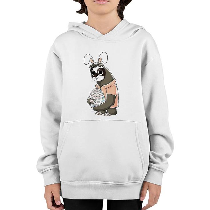 Easter Sloth  Easter Bunny Ears Rabbit Sloth Easter Egg Youth Hoodie