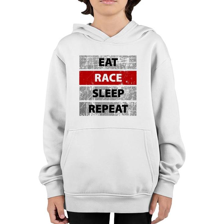 Eat Race Sleep Repeat Vintage Retro Distressed Racing  Youth Hoodie