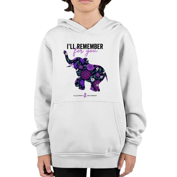 End Alz , I'll Remember For You, Alzheimers Awareness Youth Hoodie