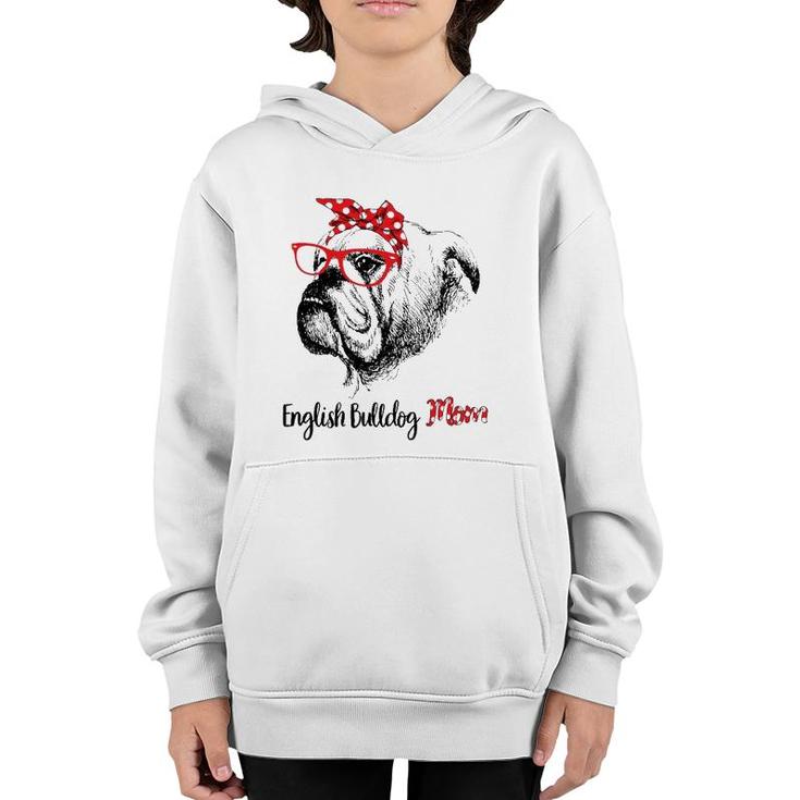 English Bulldog Mom Happy Mother's Day Red Headband Gift Youth Hoodie
