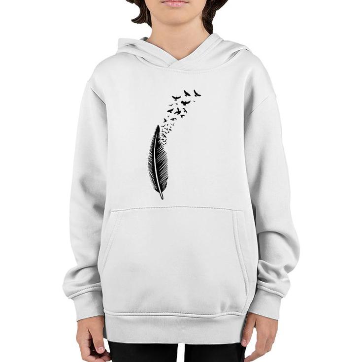 Feather With Swarm Of Birds Symbol Of Freedom Animal Youth Hoodie