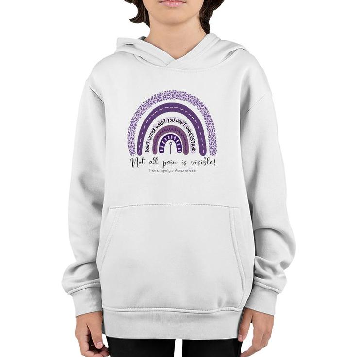 Fibromyalgia Awareness  Not All Pain Is Visible Purple Rainbow Youth Hoodie