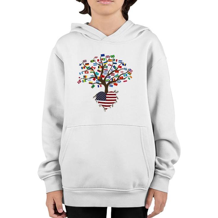 Flags Of The Countries Of The World And American Flag Youth Hoodie