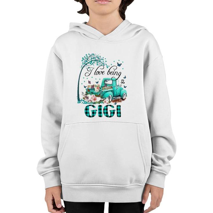 Flower Truck I Love Being Gigi Butterfly Art Mother's Day Youth Hoodie