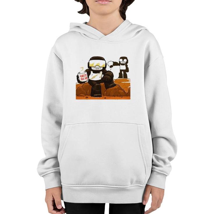 Fnf Game Tankman Having A Coffee Youth Hoodie