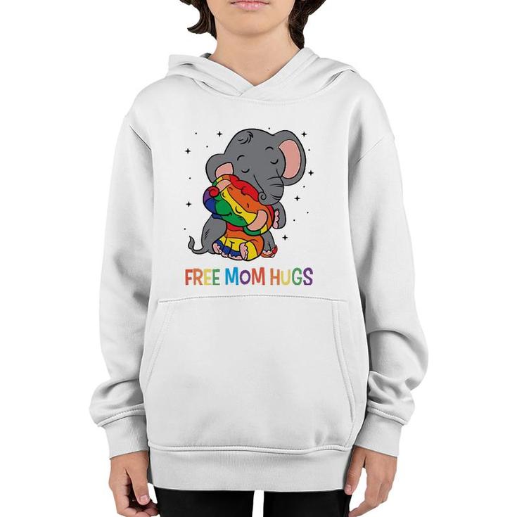 Free Mom Hugs Lgbt Mother Elephant Rainbow Womens Youth Hoodie