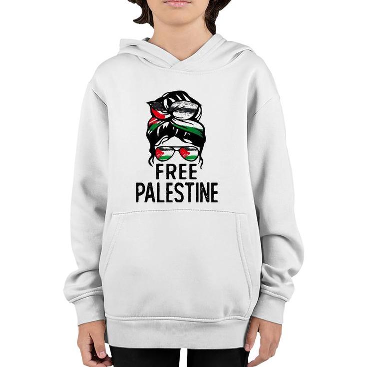 Free Palestine Free Gaza Messy Bun Mother's Day Gift Youth Hoodie