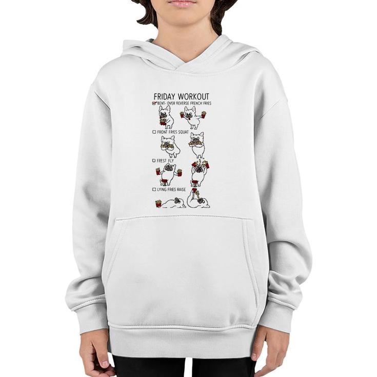 Friday Workout French Bulldog Gym Youth Hoodie