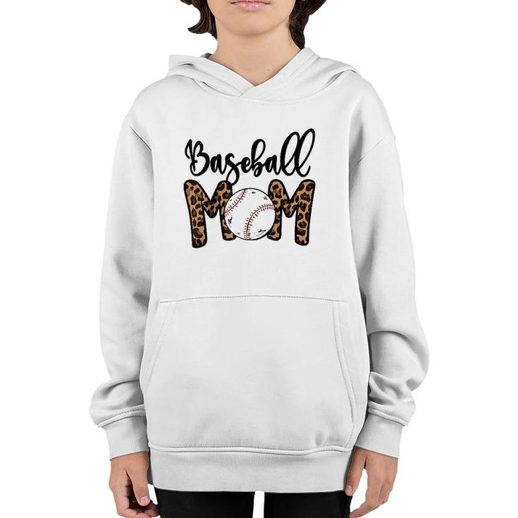 Funny Baseball Mom Leopard Print Softball Mom Mother's Day  Youth Hoodie
